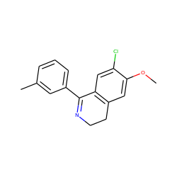 COc1cc2c(cc1Cl)C(c1cccc(C)c1)=NCC2 ZINC000049067207