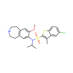 COc1cc2c(cc1N(C(C)C)S(=O)(=O)c1sc3ccc(Cl)cc3c1C)CCNCC2 ZINC000045211170