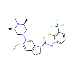 COc1cc2c(cc1N1C[C@H](C)N(C)[C@H](C)C1)N(C(=O)Nc1cccc(C(F)(F)F)c1Cl)CC2 ZINC000028524605