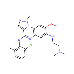 COc1cc2c(cc1NCCN(C)C)nc(Nc1c(C)cccc1Cl)c1cnc(C)n12 ZINC000026843743