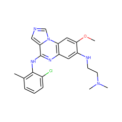 COc1cc2c(cc1NCCN(C)C)nc(Nc1c(C)cccc1Cl)c1cncn12 ZINC000013582009