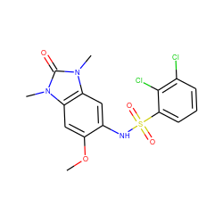 COc1cc2c(cc1NS(=O)(=O)c1cccc(Cl)c1Cl)n(C)c(=O)n2C ZINC000299839445