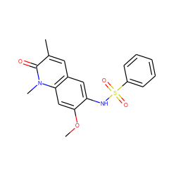 COc1cc2c(cc1NS(=O)(=O)c1ccccc1)cc(C)c(=O)n2C ZINC001772632269