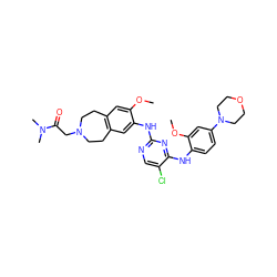 COc1cc2c(cc1Nc1ncc(Cl)c(Nc3ccc(N4CCOCC4)cc3OC)n1)CCN(CC(=O)N(C)C)CC2 ZINC000066258458