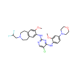 COc1cc2c(cc1Nc1ncc(Cl)c(Nc3ccc(N4CCOCC4)cc3OC)n1)CCN(CC(F)F)CC2 ZINC000066252807