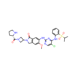 COc1cc2c(cc1Nc1ncc(Cl)c(Nc3ccccc3S(=O)(=O)C(C)C)n1)C(=O)N(C1CN(C(=O)[C@@H]3CCCN3)C1)C2 ZINC000096177900