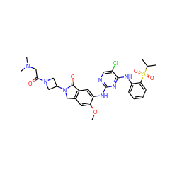 COc1cc2c(cc1Nc1ncc(Cl)c(Nc3ccccc3S(=O)(=O)C(C)C)n1)C(=O)N(C1CN(C(=O)CN(C)C)C1)C2 ZINC000096177899