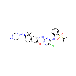 COc1cc2c(cc1Nc1ncc(Cl)c(Nc3ccccc3S(=O)(=O)C(C)C)n1)C(C)(C)/C(=N/N1CCN(C)CC1)CC2 ZINC000653727853