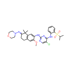 COc1cc2c(cc1Nc1ncc(Cl)c(Nc3ccccc3S(=O)(=O)C(C)C)n1)C(C)(C)/C(=N/N1CCOCC1)CC2 ZINC000653727803