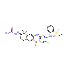 COc1cc2c(cc1Nc1ncc(Cl)c(Nc3ccccc3S(=O)(=O)C(C)C)n1)C(C)(C)/C(=N/NC(N)=O)CC2 ZINC000653729218