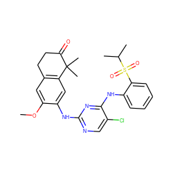 COc1cc2c(cc1Nc1ncc(Cl)c(Nc3ccccc3S(=O)(=O)C(C)C)n1)C(C)(C)C(=O)CC2 ZINC000653725605