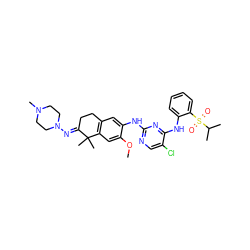 COc1cc2c(cc1Nc1ncc(Cl)c(Nc3ccccc3S(=O)(=O)C(C)C)n1)CC/C(=N\N1CCN(C)CC1)C2(C)C ZINC000653722831