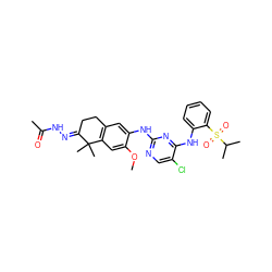 COc1cc2c(cc1Nc1ncc(Cl)c(Nc3ccccc3S(=O)(=O)C(C)C)n1)CC/C(=N\NC(C)=O)C2(C)C ZINC000653727833