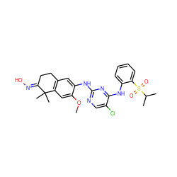 COc1cc2c(cc1Nc1ncc(Cl)c(Nc3ccccc3S(=O)(=O)C(C)C)n1)CC/C(=N\O)C2(C)C ZINC000653727812