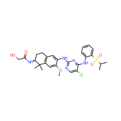 COc1cc2c(cc1Nc1ncc(Cl)c(Nc3ccccc3S(=O)(=O)C(C)C)n1)CC[C@H](NC(=O)CO)C2(C)C ZINC000653728690