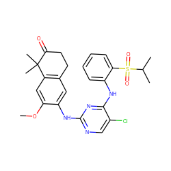 COc1cc2c(cc1Nc1ncc(Cl)c(Nc3ccccc3S(=O)(=O)C(C)C)n1)CCC(=O)C2(C)C ZINC000653725564