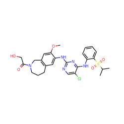 COc1cc2c(cc1Nc1ncc(Cl)c(Nc3ccccc3S(=O)(=O)C(C)C)n1)CCCN(C(=O)CO)C2 ZINC000473136106