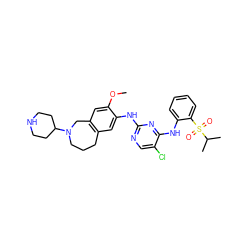 COc1cc2c(cc1Nc1ncc(Cl)c(Nc3ccccc3S(=O)(=O)C(C)C)n1)CCCN(C1CCNCC1)C2 ZINC000473129784