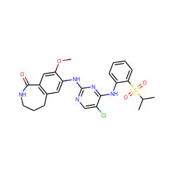 COc1cc2c(cc1Nc1ncc(Cl)c(Nc3ccccc3S(=O)(=O)C(C)C)n1)CCCNC2=O ZINC000473136219