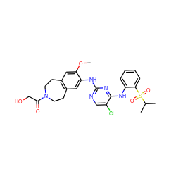 COc1cc2c(cc1Nc1ncc(Cl)c(Nc3ccccc3S(=O)(=O)C(C)C)n1)CCN(C(=O)CO)CC2 ZINC000473134265