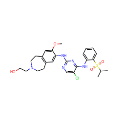 COc1cc2c(cc1Nc1ncc(Cl)c(Nc3ccccc3S(=O)(=O)C(C)C)n1)CCN(CCO)CC2 ZINC000114782573