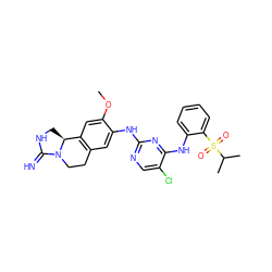 COc1cc2c(cc1Nc1ncc(Cl)c(Nc3ccccc3S(=O)(=O)C(C)C)n1)CCN1C(=N)NC[C@@H]21 ZINC001772632253