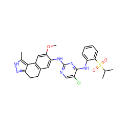 COc1cc2c(cc1Nc1ncc(Cl)c(Nc3ccccc3S(=O)(=O)C(C)C)n1)CCc1n[nH]c(C)c1-2 ZINC001772612238