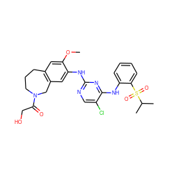 COc1cc2c(cc1Nc1ncc(Cl)c(Nc3ccccc3S(=O)(=O)C(C)C)n1)CN(C(=O)CO)CCC2 ZINC000473136133