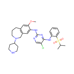 COc1cc2c(cc1Nc1ncc(Cl)c(Nc3ccccc3S(=O)(=O)C(C)C)n1)CN(C1CCNCC1)CCC2 ZINC000473131269