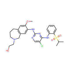 COc1cc2c(cc1Nc1ncc(Cl)c(Nc3ccccc3S(=O)(=O)C(C)C)n1)CN(CCO)CCC2 ZINC000473134837