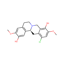 COc1cc2c(cc1O)[C@@H]1Cc3c(Cl)cc(OC)c(O)c3CN1CC2 ZINC000013816649
