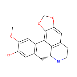 COc1cc2c(cc1O)C[C@H]1NCCc3cc4c(c-2c31)OCO4 ZINC000008829782