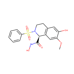 COc1cc2c(cc1O)CCN(S(=O)(=O)c1ccccc1)[C@@H]2C(=O)NO ZINC000013588274