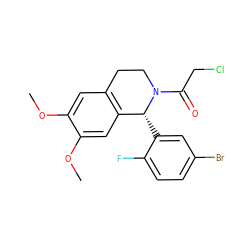 COc1cc2c(cc1OC)[C@@H](c1cc(Br)ccc1F)N(C(=O)CCl)CC2 ZINC000001068049