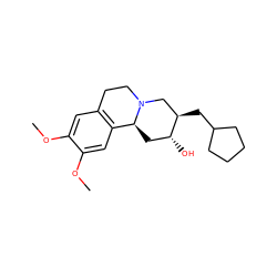 COc1cc2c(cc1OC)[C@@H]1C[C@@H](O)[C@H](CC3CCCC3)CN1CC2 ZINC000071332200