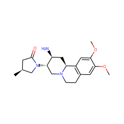 COc1cc2c(cc1OC)[C@@H]1C[C@H](N)[C@@H](N3C[C@@H](C)CC3=O)CN1CC2 ZINC000011686374