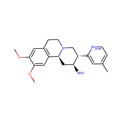 COc1cc2c(cc1OC)[C@@H]1C[C@H](N)[C@@H](c3cc(C)ccn3)CN1CC2 ZINC000006733238