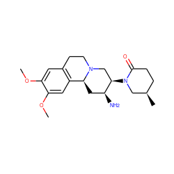 COc1cc2c(cc1OC)[C@@H]1C[C@H](N)[C@H](N3C[C@H](C)CCC3=O)CN1CC2 ZINC000034506503