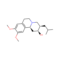 COc1cc2c(cc1OC)[C@@H]1C[C@H](O)[C@H](CC(C)C)CN1CC2 ZINC000005759845