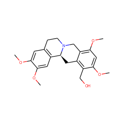 COc1cc2c(cc1OC)[C@@H]1Cc3c(CO)c(OC)cc(OC)c3CN1CC2 ZINC000084726858