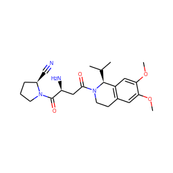 COc1cc2c(cc1OC)[C@H](C(C)C)N(C(=O)C[C@H](N)C(=O)N1CCC[C@H]1C#N)CC2 ZINC000028477082