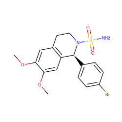 COc1cc2c(cc1OC)[C@H](c1ccc(Br)cc1)N(S(N)(=O)=O)CC2 ZINC000040880821