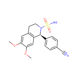 COc1cc2c(cc1OC)[C@H](c1ccc(C#N)cc1)N(S(N)(=O)=O)CC2 ZINC000040395087