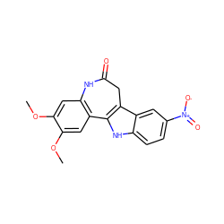 COc1cc2c(cc1OC)-c1[nH]c3ccc([N+](=O)[O-])cc3c1CC(=O)N2 ZINC000001658005