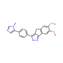 COc1cc2c(cc1OC)-c1n[nH]c(-c3ccc(-c4cncn4C)cc3)c1C2 ZINC000028954382