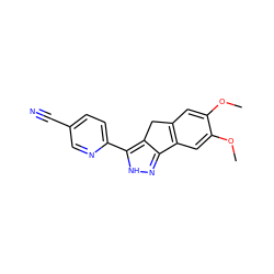 COc1cc2c(cc1OC)-c1n[nH]c(-c3ccc(C#N)cn3)c1C2 ZINC000028954420