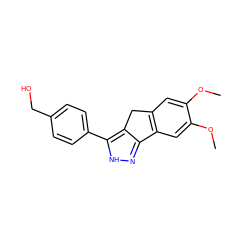 COc1cc2c(cc1OC)-c1n[nH]c(-c3ccc(CO)cc3)c1C2 ZINC000028954289