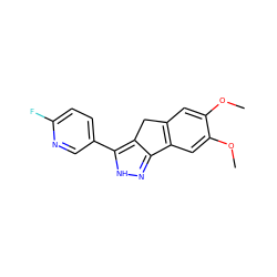 COc1cc2c(cc1OC)-c1n[nH]c(-c3ccc(F)nc3)c1C2 ZINC000028954408