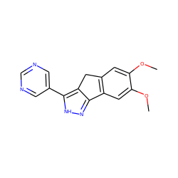 COc1cc2c(cc1OC)-c1n[nH]c(-c3cncnc3)c1C2 ZINC000028954425