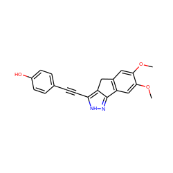 COc1cc2c(cc1OC)-c1n[nH]c(C#Cc3ccc(O)cc3)c1C2 ZINC000028954388